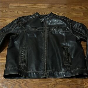 Y2K BLE Athletic Fit Faux Brown Distressed Leather HEAVY Coat Fully Lined Men XL